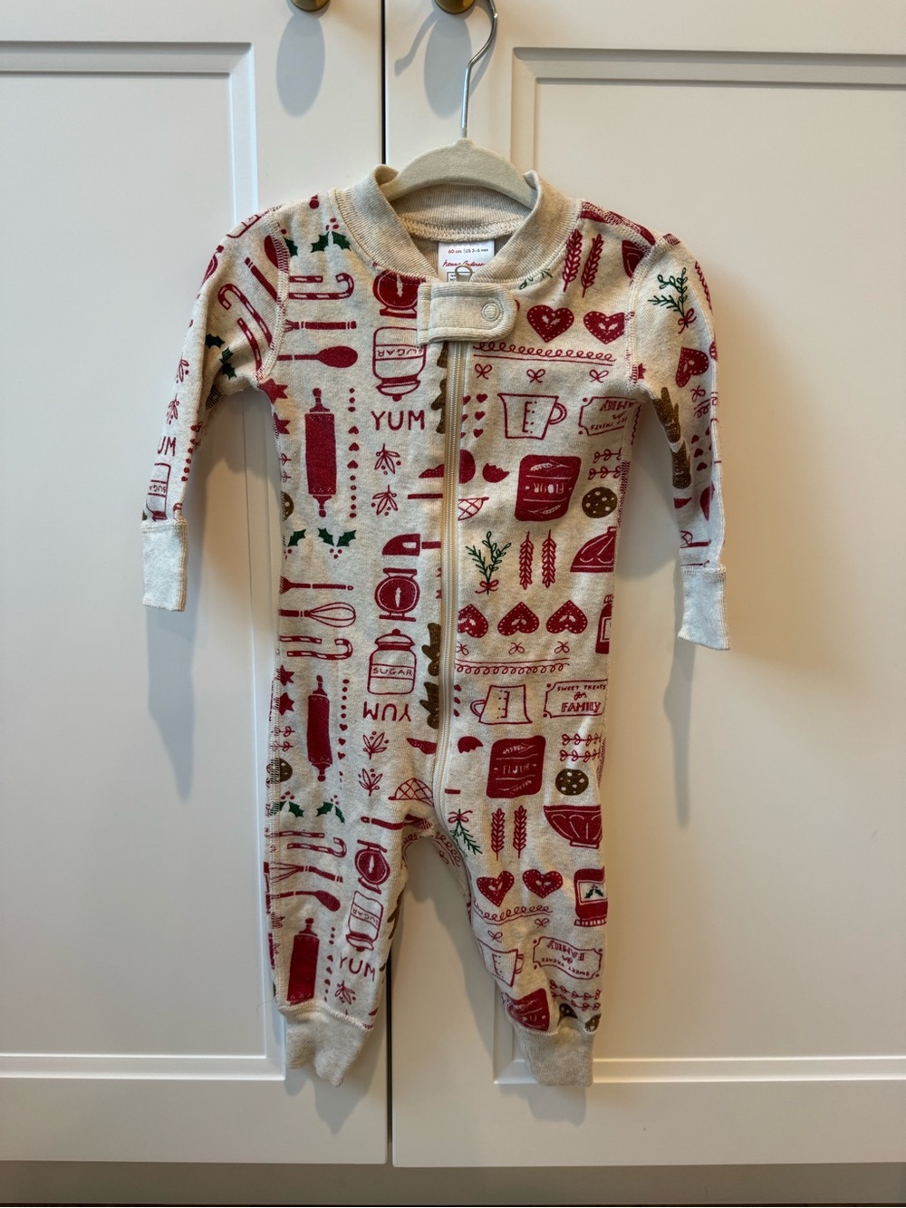 Hanna Andersson Christmas Baking Pajama Sleeper 3-6M Organic Cotton